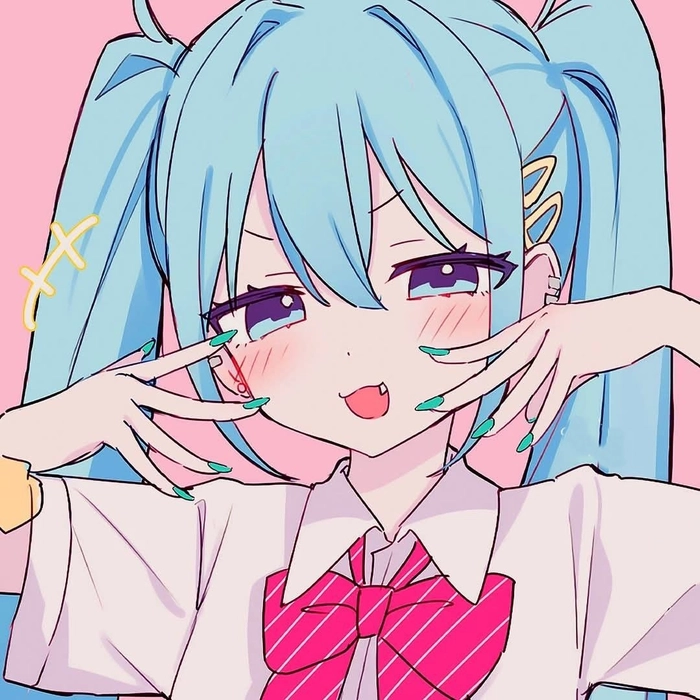 Looping Hatsune Miku avatar GIF with expressive blink animation
