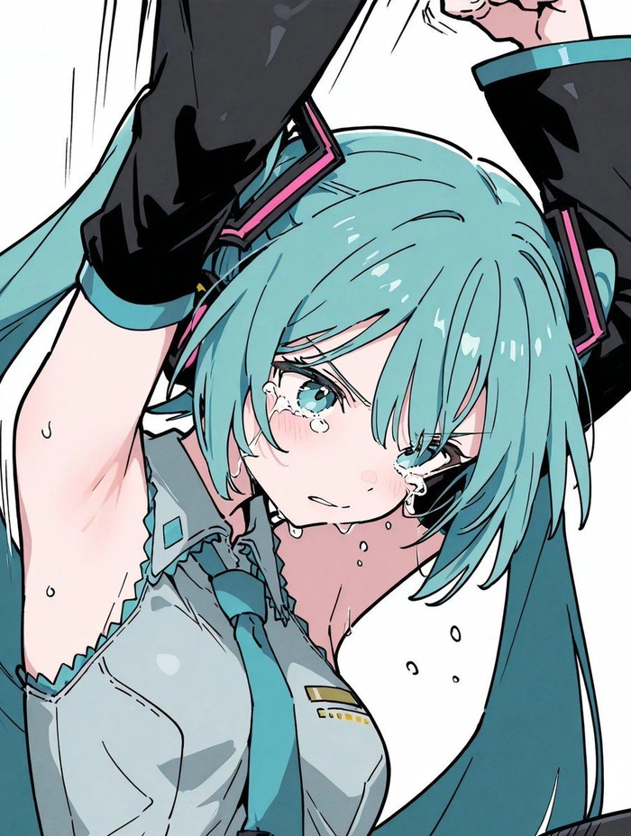 Hatsune Miku Pinterest PFP with film grain filter and warm color grading