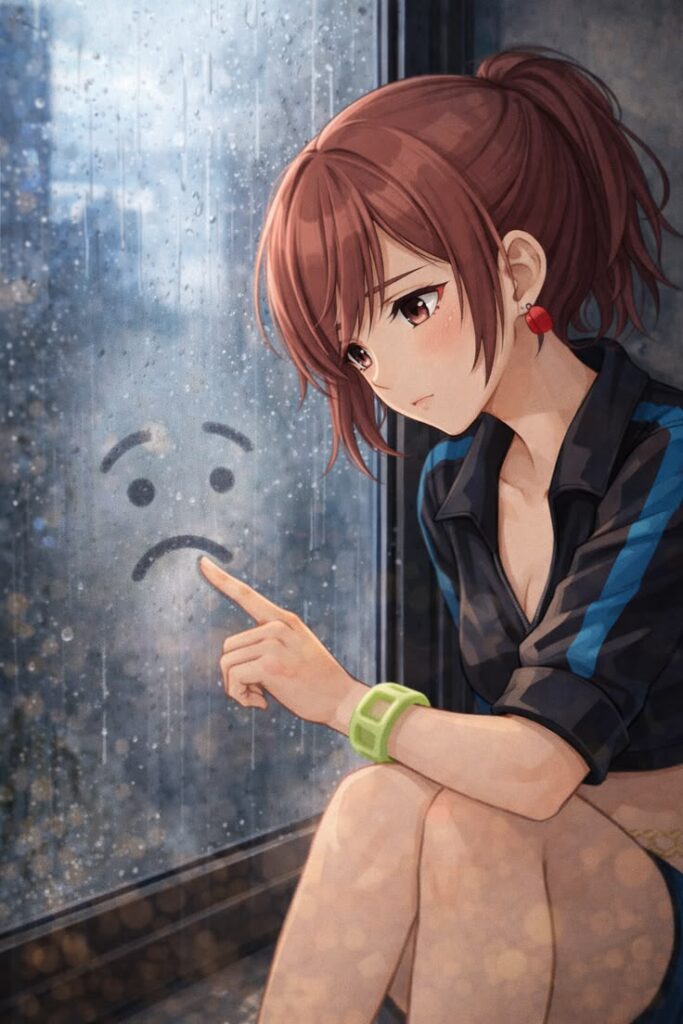 Instagram PFP sad rainy setting downcast gaze