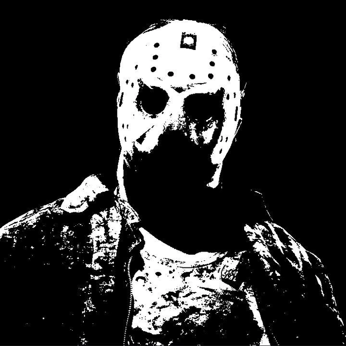 Jason Voorhees PFP black and white monochrome noir portrait