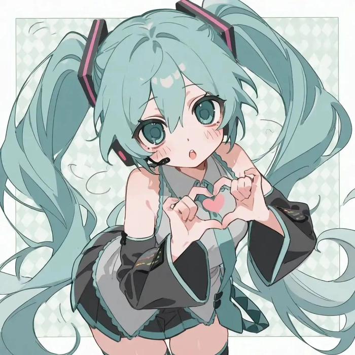 Kawaii Hatsune Miku PFP with pastel sparkles and soft blush detail