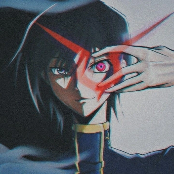 Lelouch PFP black background with dramatic shadow isolation
