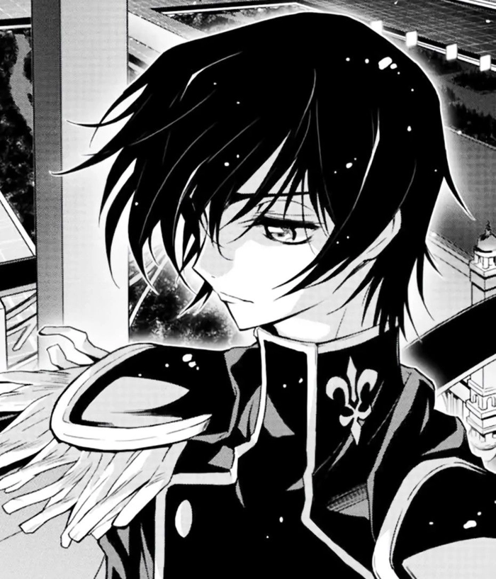 Lelouch PFP black and white high contrast monochrome