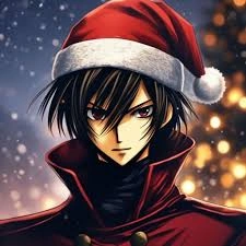 Lelouch Christmas PFP with festive holiday overlay
