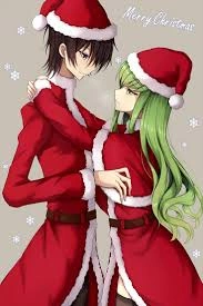 Lelouch PFP Christmas themed with snow and seasonal accents