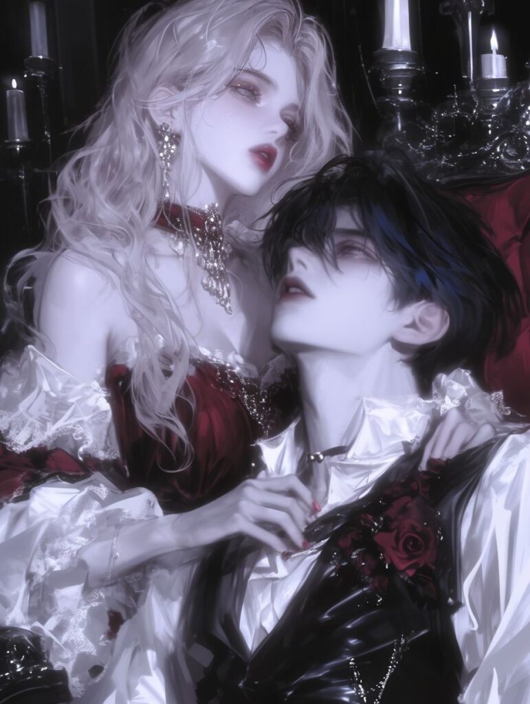 matching vampire pfp couple coordinated gothic style