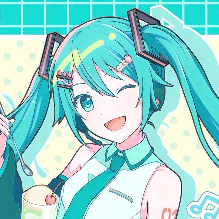 Tech-themed Miku avatar with digital grid and cyber surveillance aesthetic
