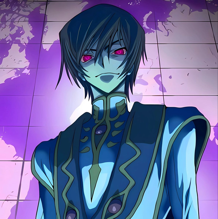 Purple Lelouch PFP with Geass violet glow and mystical overlay