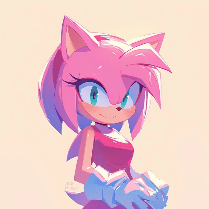 Sad Amy Rose PFP melancholic muted tone expression