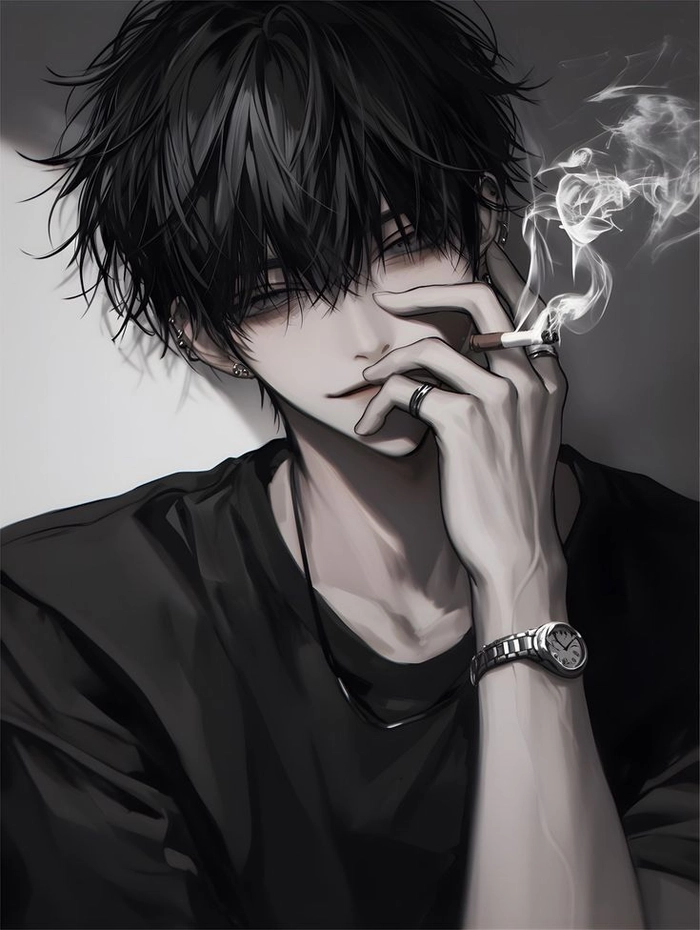 Sad smoking WhatsApp display picture with muted gray tones