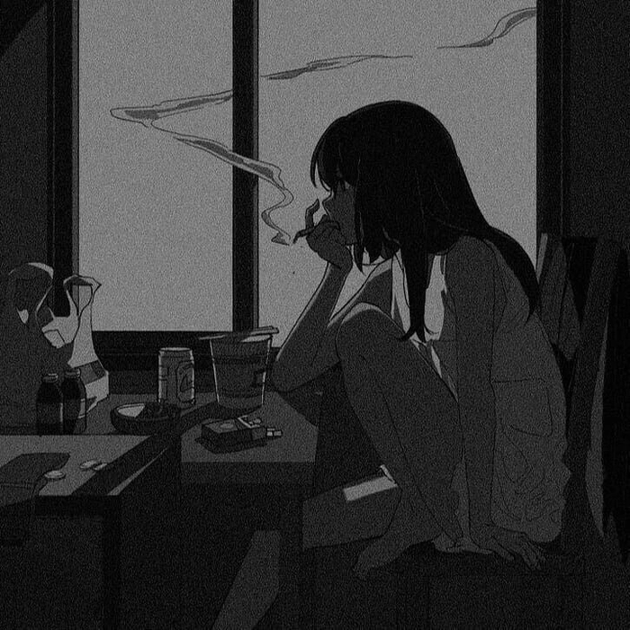 Melancholic smoking DP for WhatsApp with downcast expression