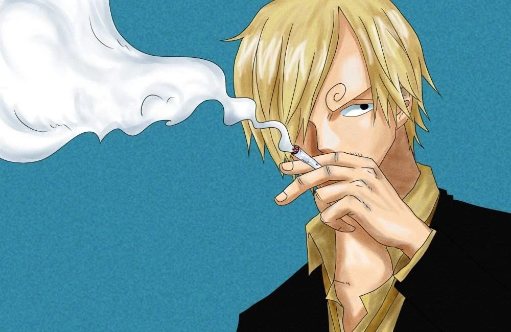 Sanji One Piece PFP with elegant smoke and high contrast shading
