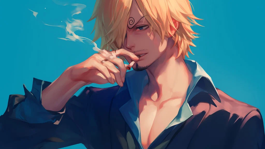 Sanji smoking profile picture with cool composure and clean backgrounds