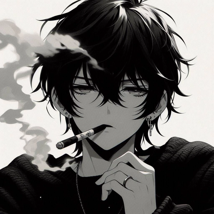 4K smoking anime boy wallpaper with ultra-detailed lighting and smoke