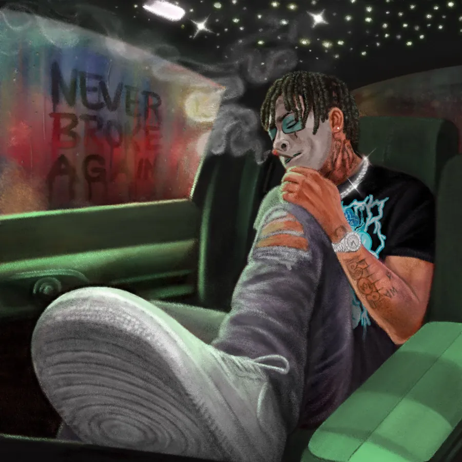 Stylized anime smoking PFP with dramatic linework and glow effects