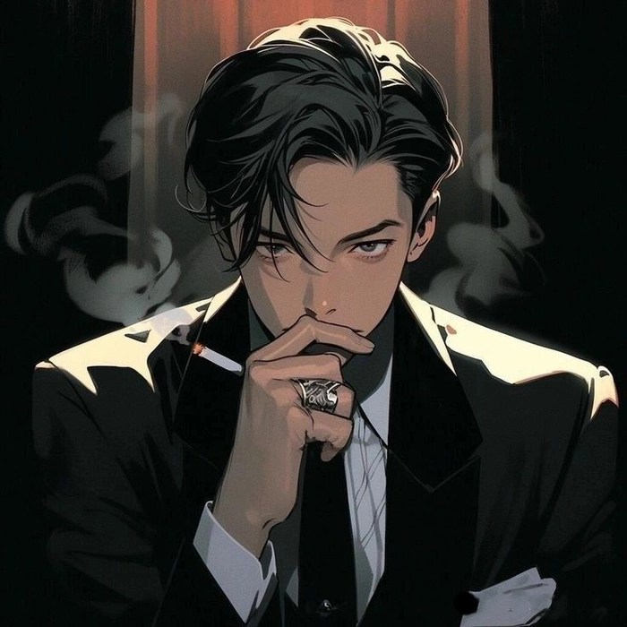 Urban smoking PFP for boy with confident gaze and dark backdrop