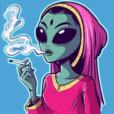 Simplified cartoon smoking PFP with bright color contrast and personality