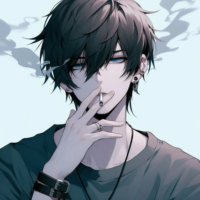 Bold smoking Discord PFP with electric blue accent tones
