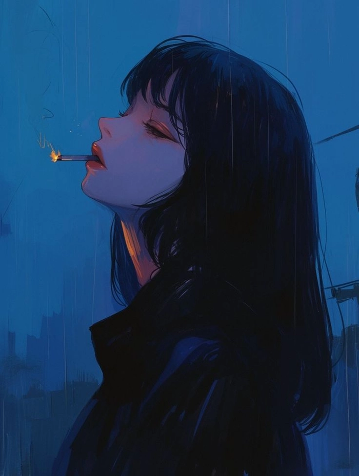 Aesthetic smoking PFP for Instagram with warm color grading