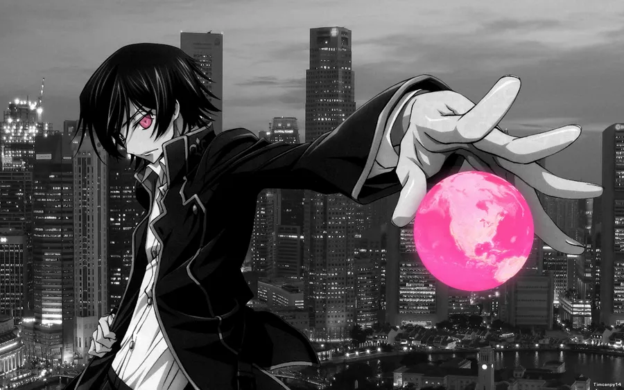 Lelouch tuff PFP with glitch texture and hardened expression