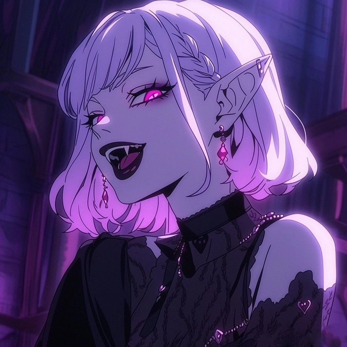 vampire aesthetic girl muted palette night sky