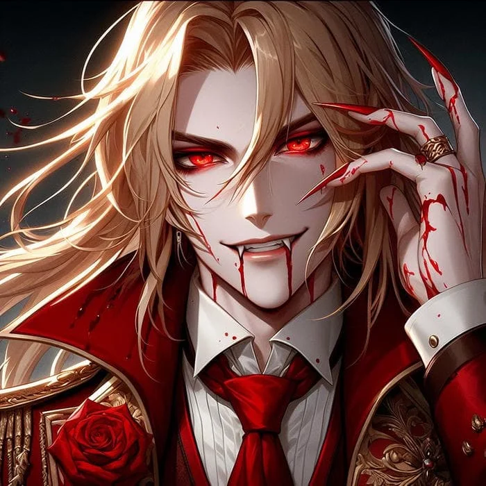 vampire pfp aesthetic grain filter desaturated red