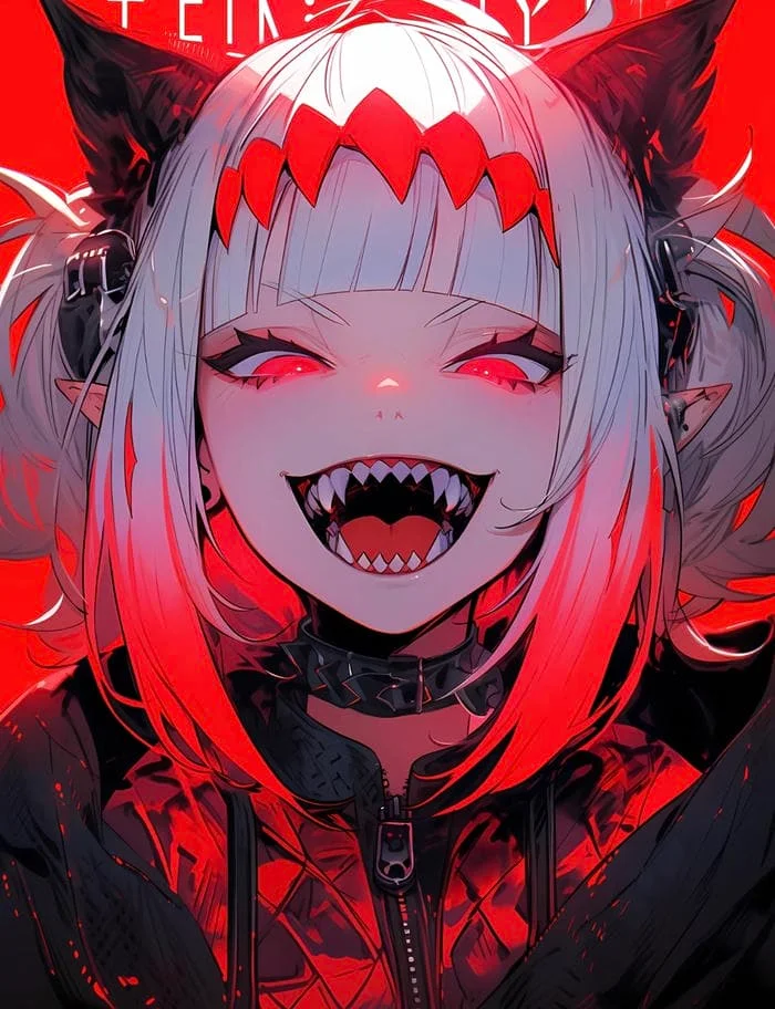 vampire pfp anime dark purple neon aesthetic