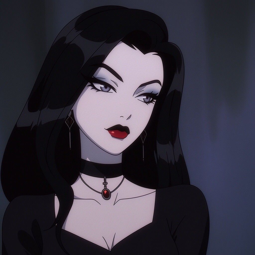 vampire pfp girl crimson and midnight blue