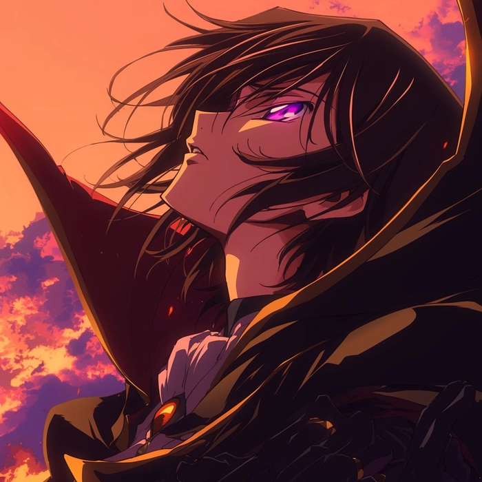 Lelouch as Zero PFP with angular helmet and dramatic pose