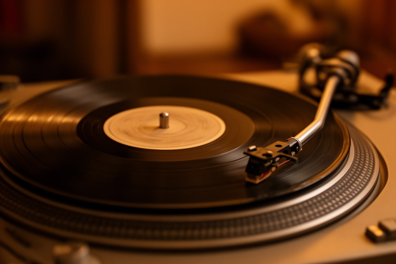 Vinyl record and turntable representing classical and jazz music for studying