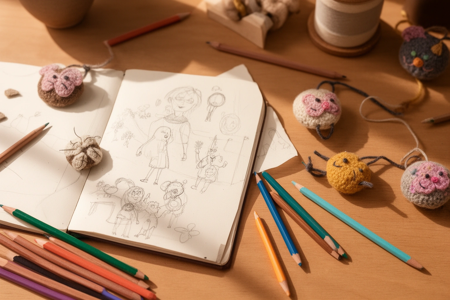 Creative workspace with craft supplies and sketchbook representing a passion turning into a side hustle