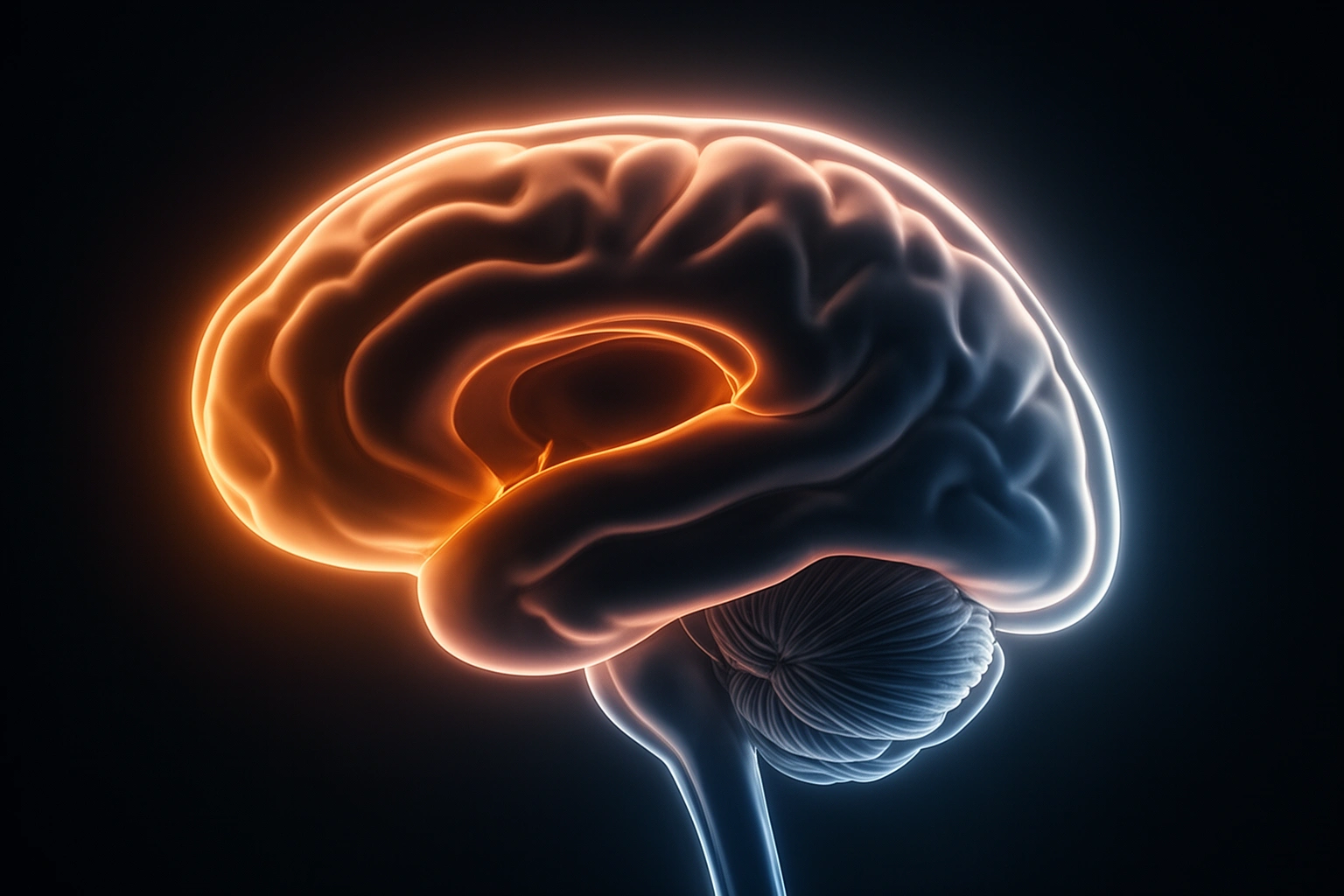 Brain illustration concept showing the amygdala and prefrontal cortex connection related to sleep and emotional regulation