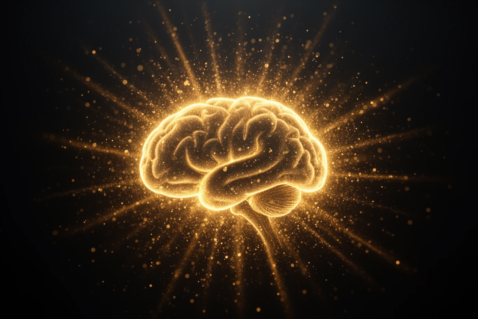 Abstract illustration of endorphin release and brain chemistry associated with laughter