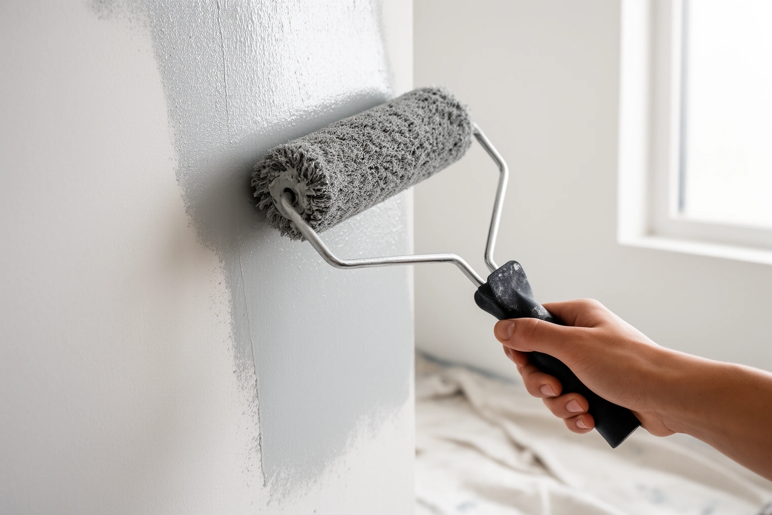 Hand painting a wooden accent wall with a roller as a beginner friendly weekend DIY project