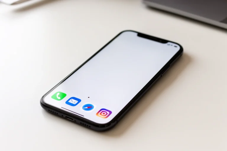 Clean minimalist smartphone home screen with only essential apps, representing a decluttered digital life