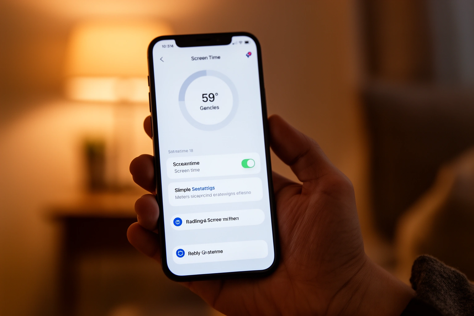 Person setting a screen time limit on a phone in the evening, representing healthy digital boundaries
