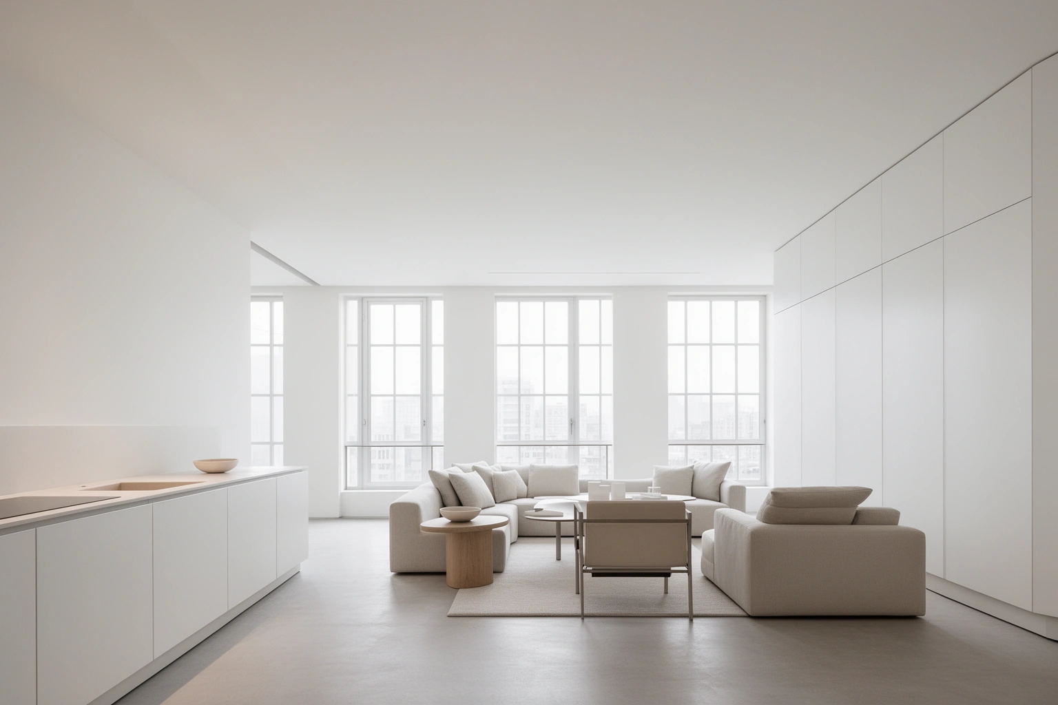 Minimalist modern loft with clean lines and neutral colors, representing a personality that values simplicity and order