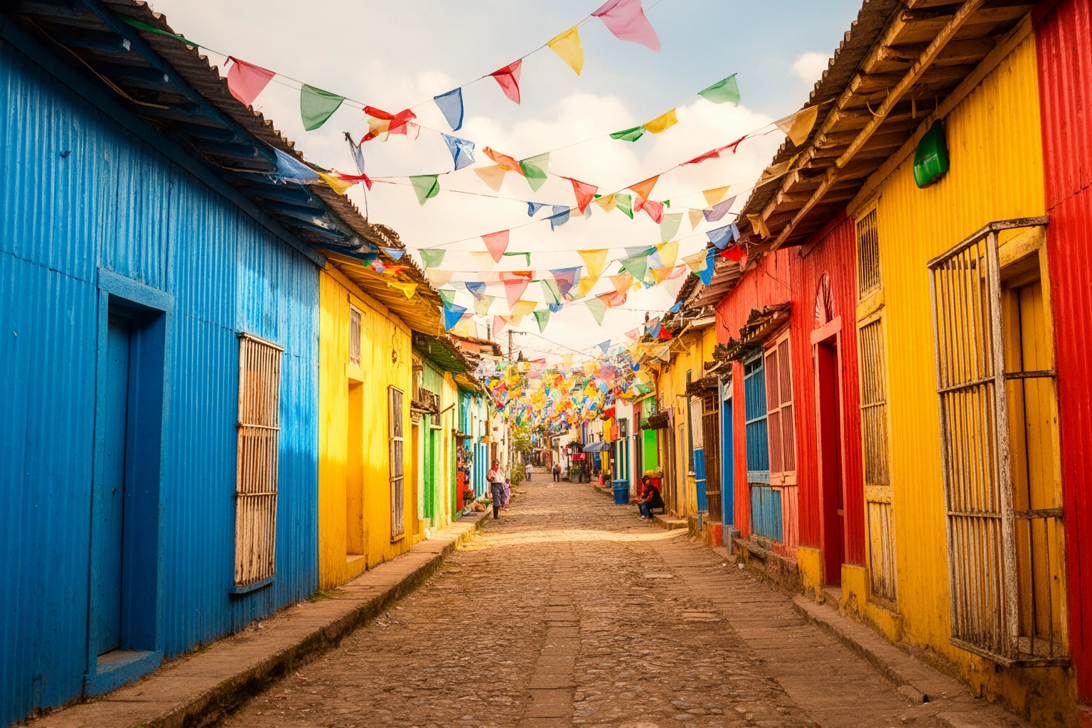 Colorful Caminito street in Buenos Aires with vibrant painted buildings, a heavily photographed travel destination