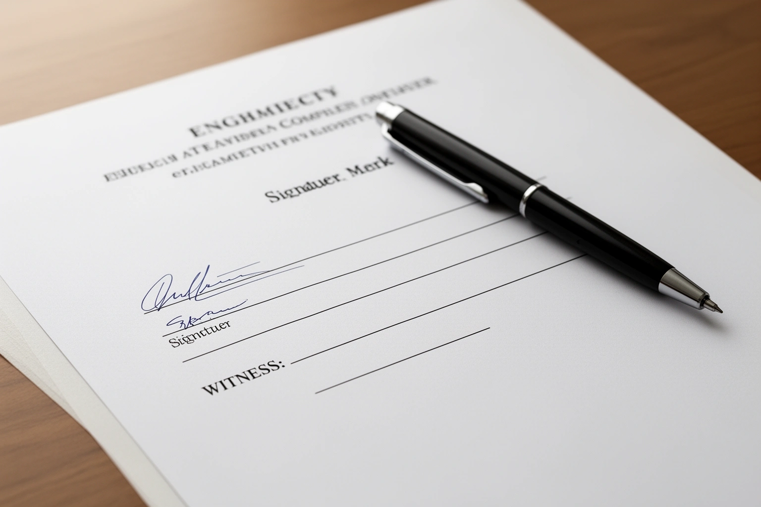 Real estate deed document with a designated witness signature line, representing property transactions that require witnessing