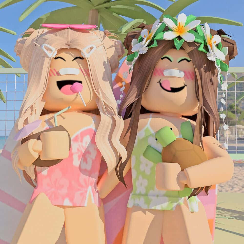 Roblox PFP idea with two avatars at the beach