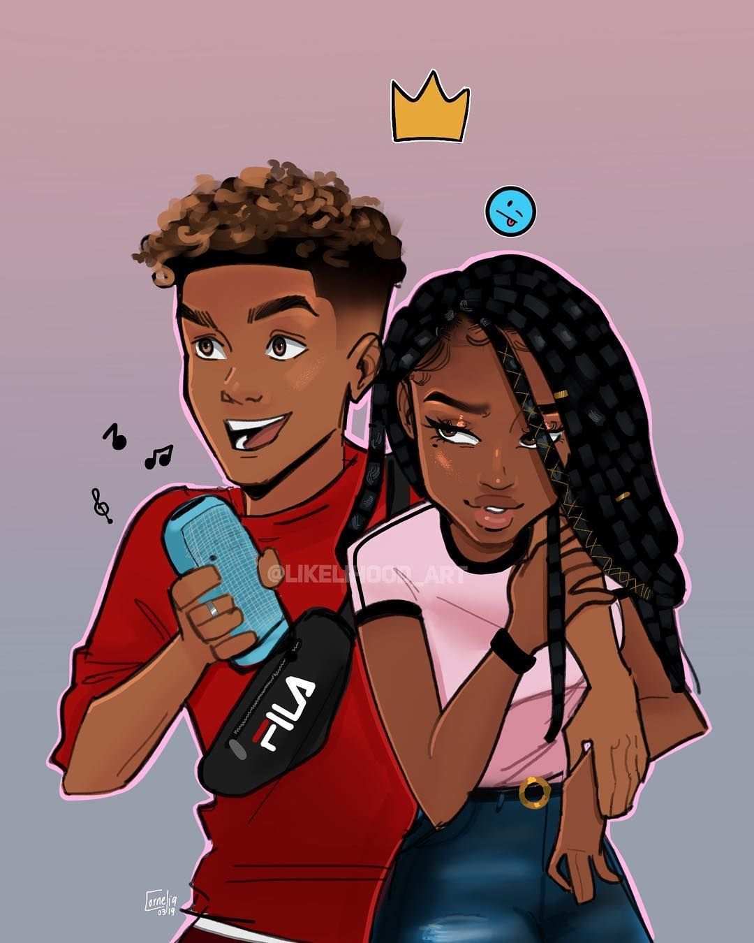 Black girl matching PFP set for Discord
