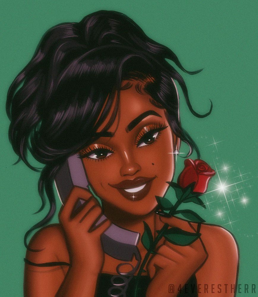 Black girl PFP with curly natural hair illustration
