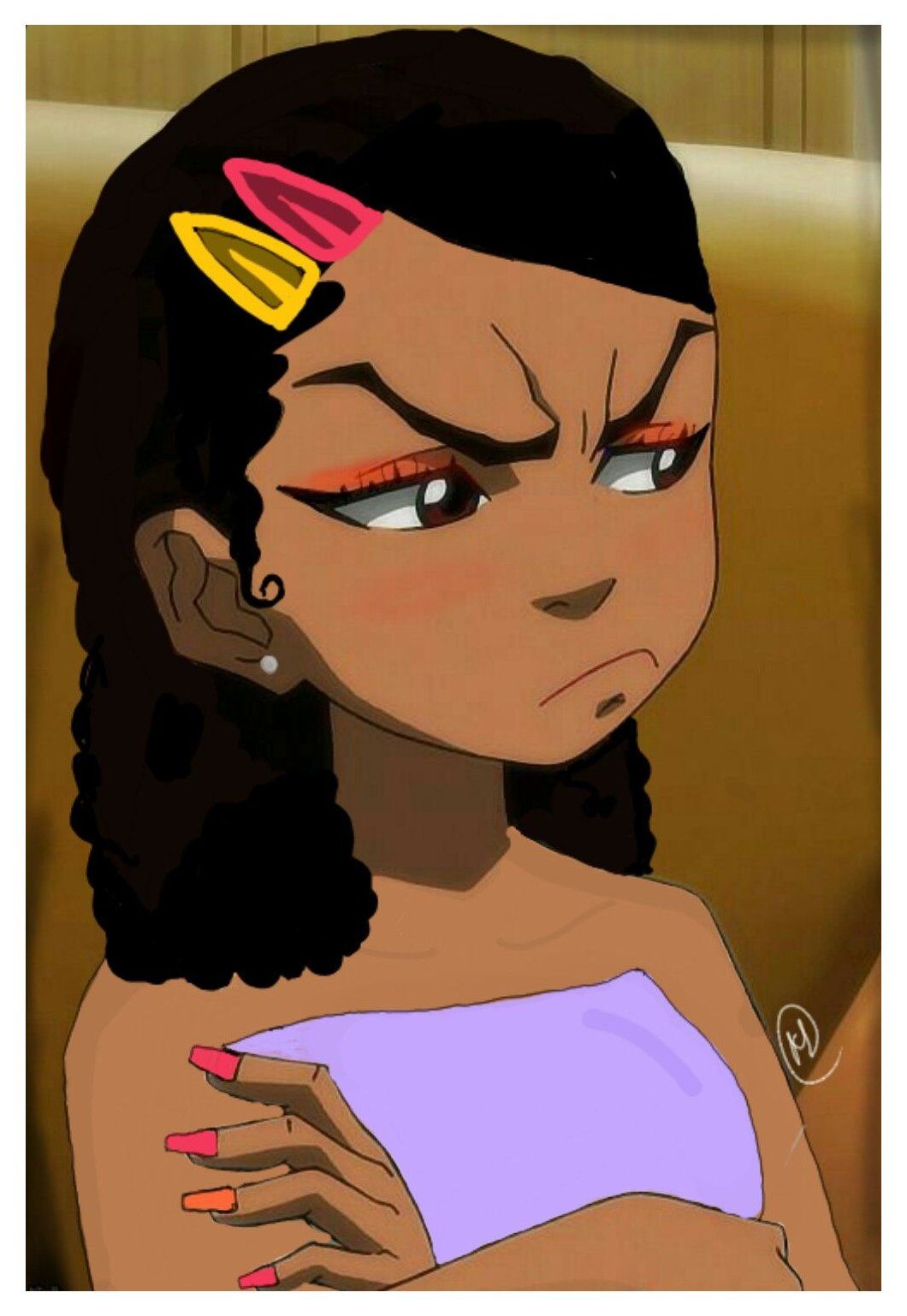 Black girl cartoon PFP Boondocks style