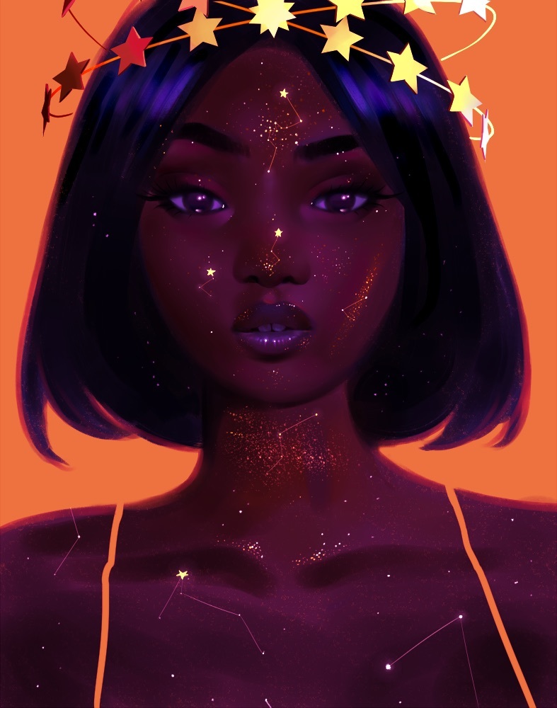 Aesthetic black girl PFP art wallpaper