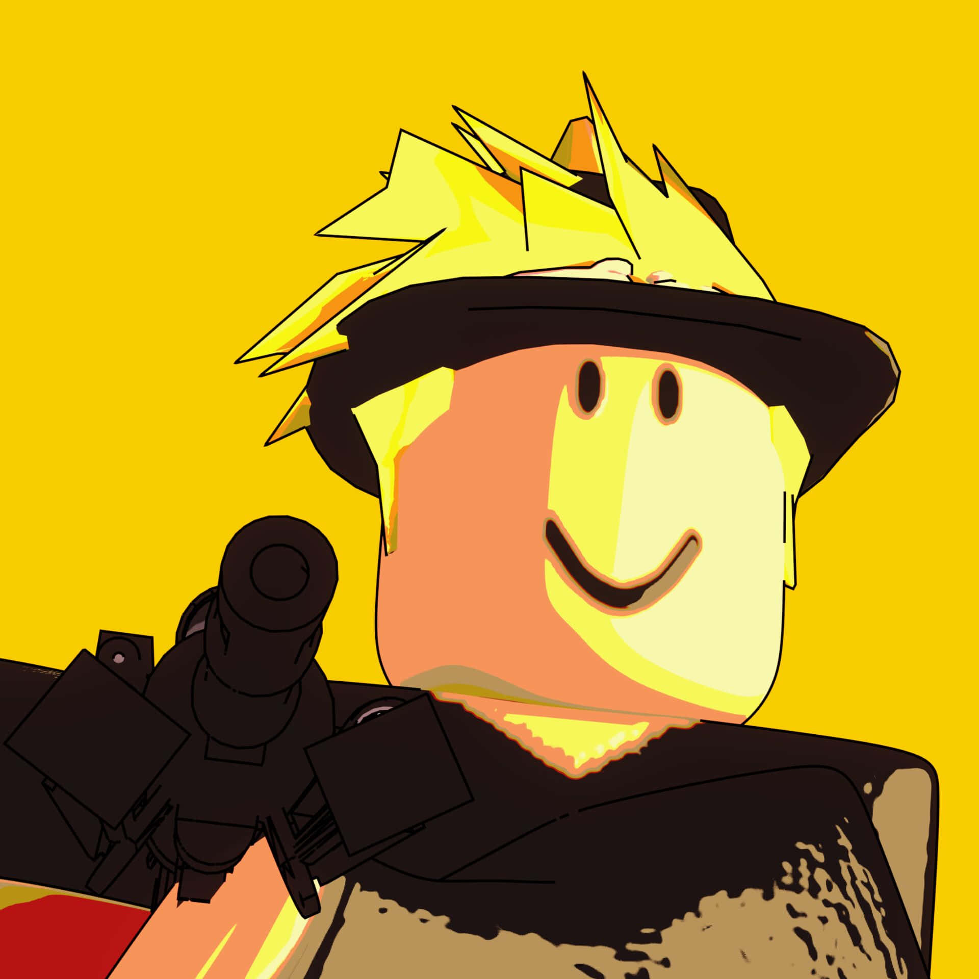 Roblox PFP boy with spiky hair and gun